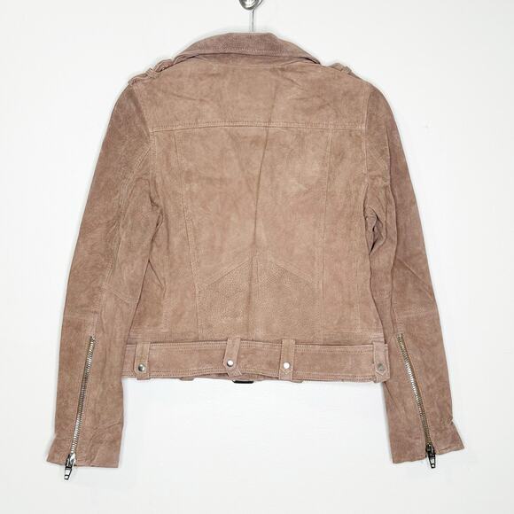 Blank NYC Womens Suede Moto Jacket Cropped Notch Collar Sand Stoner Small NWT - Picture 4 of 13